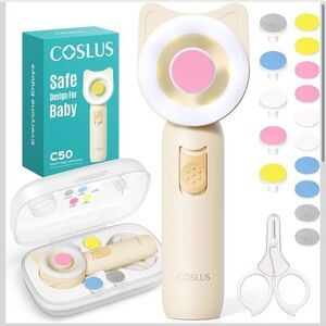 Baby Nail File, Baby Nail Trimmer Gentle, Quiet with 360° Light, 16-in-1 Kit New